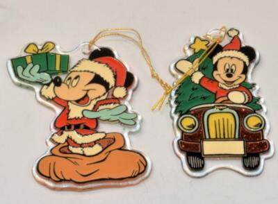 Disney Kurt Adler Inc. Buntglas Mickey Mouse Set Mit 2 Weihnachtsornamenten