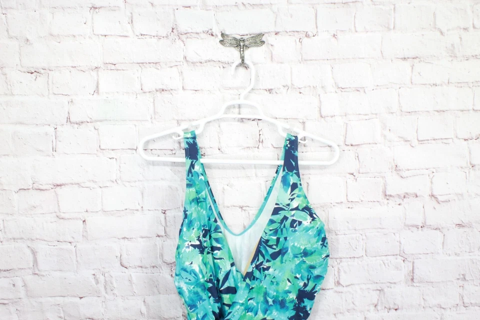 LL Bean Women's Shaping Swimwear Tanksuit Hot Coral Watercolor Floral Print 22W - Image 2 of 4