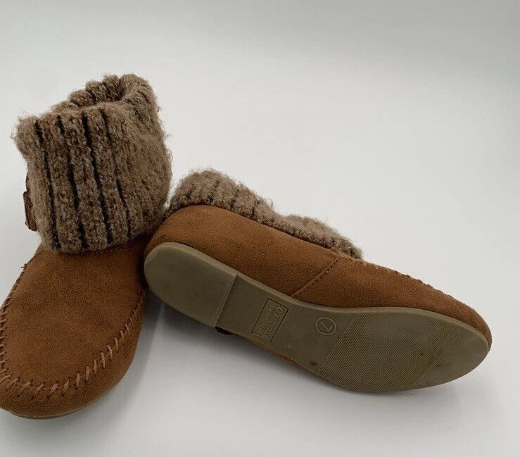 Airwalk 短人造麂皮绒毛衣袖口折叠短靴棕色女式 7 码美国 — 第 4/4 张图片