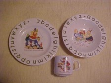 VTG Nursery Rhyme Child's Dish Set w/ Plate, Bowl Cup Bridalane 3 Pc