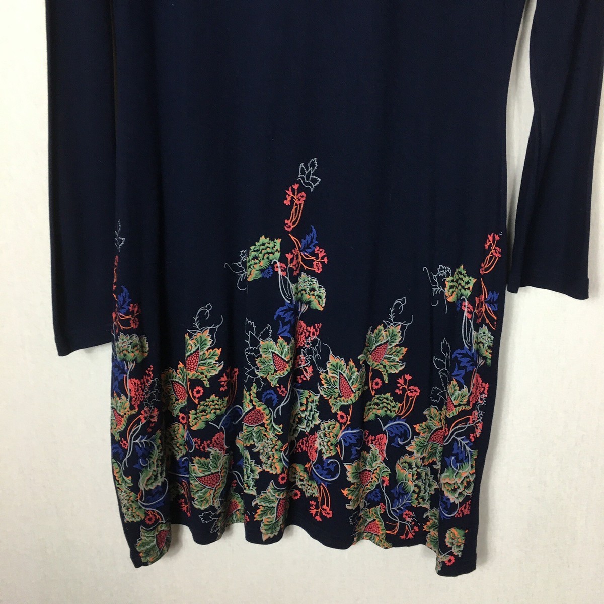 Joe Browns Dress Blue Floral Pattern Decorative Button Detail Ruched Neck  Quirky | eBay