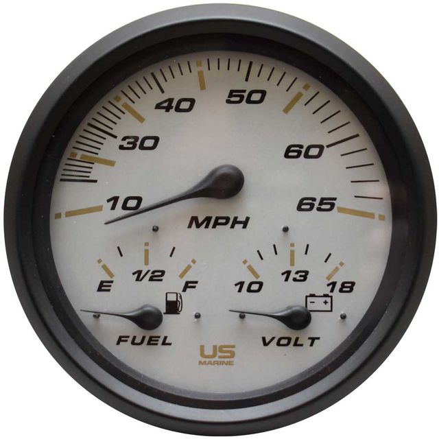 Faria Oversized US Marine Illuminated Silver Boat Multi Function Gauge