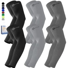 6 Pairs Cooling Compression Arm Sleeves for 2 Black 2 Dark Gray 2 Light Gray