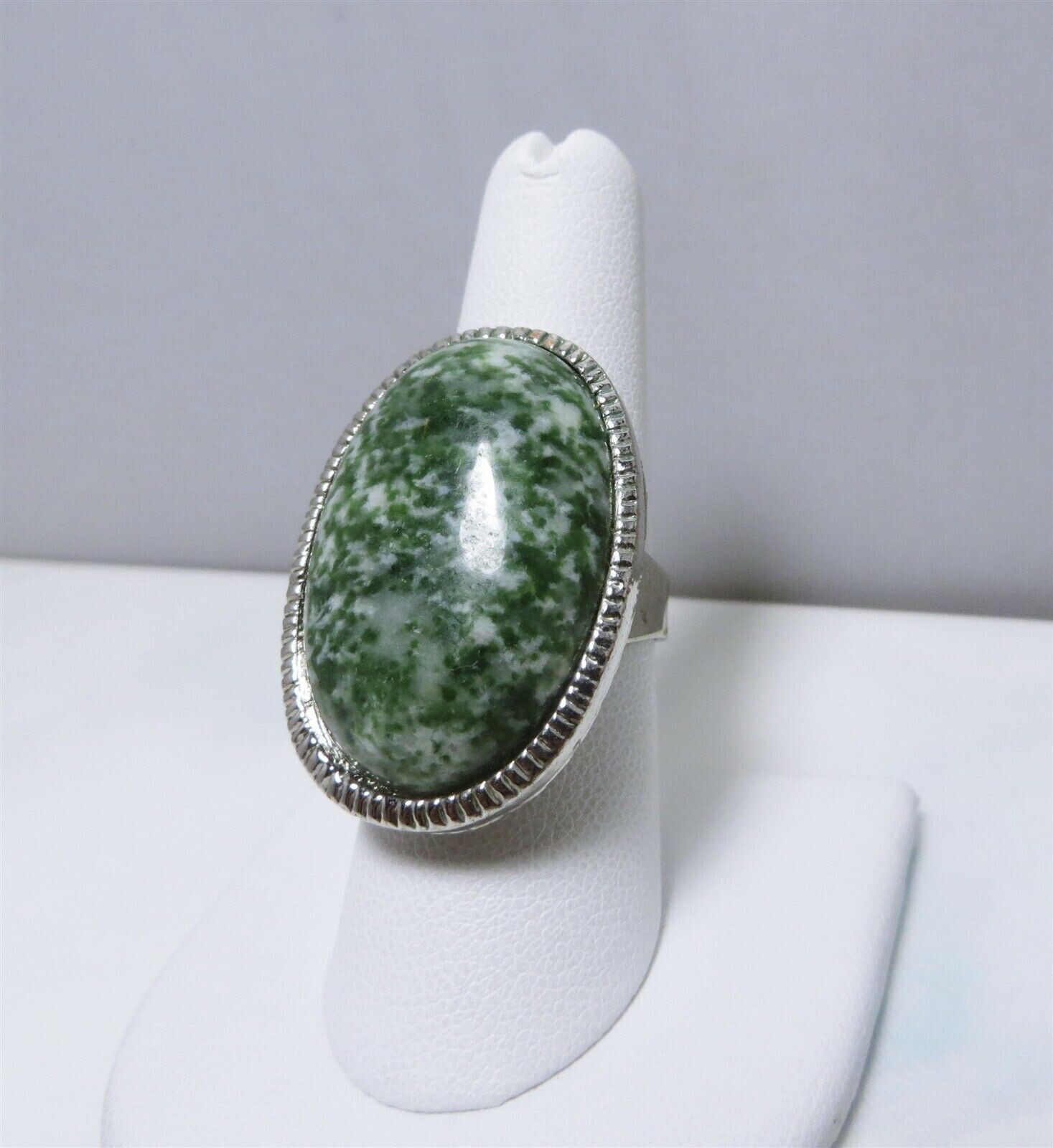 Large Native Designed Silver Plated Aventurine Ov… - image 3