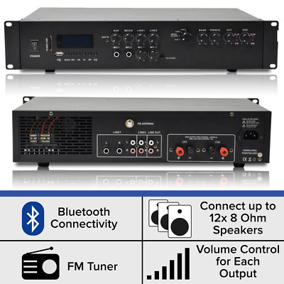 Leistungsstarker Stereo Bluetooth Verstärker - Mehrzonen HiFi Mixer - Fernbedienung