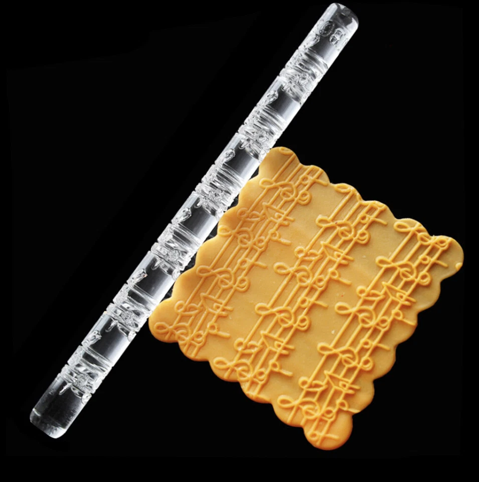 Transparent Acrylic Rolling Pin Embossed Wave Note Clay Texture Fondant Tool  - Image 2 of 4