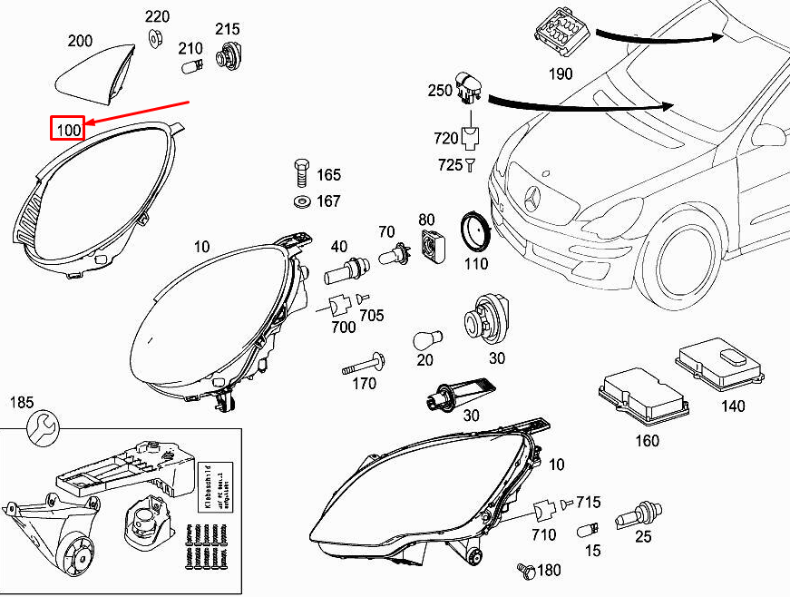 MERCEDES R Class W251 Front Passenger Side Left Headlight 