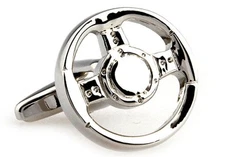 Steering Wheel Cufflinks Silver Spokes Race Wedding Fancy Gift Box Free Ship USA