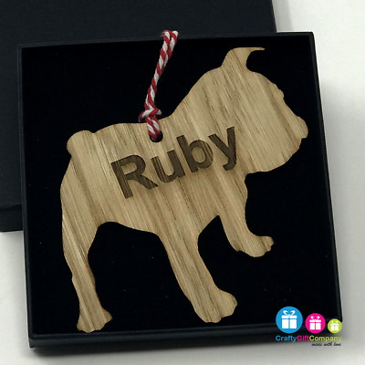 Personalisierte Hunde Welpe Weihnachten Holz Eiche Deko Kugel 140 Rassen verfügbar!