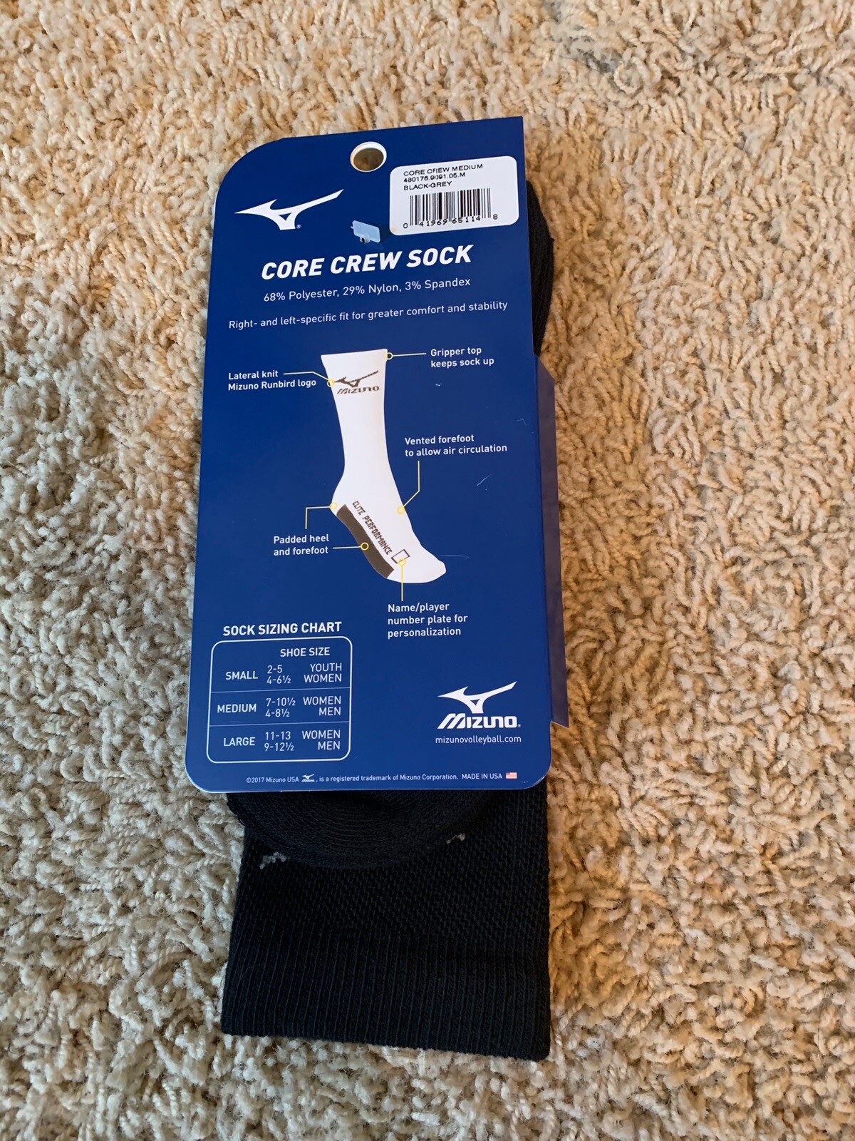 mizuno crew socks black