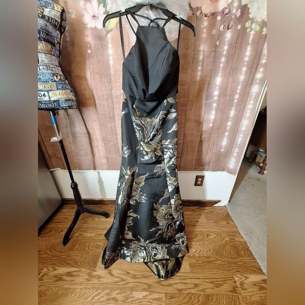 LA FEMME DRESS BLACK AND GOLD SIZE 6 TWO PIECE DRESS | eBay