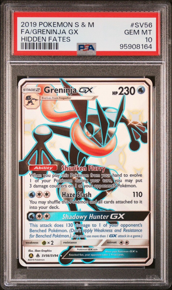 PSA 10 GEM MINT Pokemon Greninja GX SV56 Hidden Fates Ultra