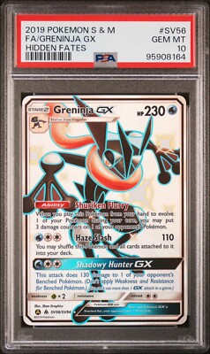 PSA 10 GEM MINT Pokemon Greninja GX SV56 Hidden Fates Ultra PSA 10 GEM MINT Pokemon Greninja GX SV56 Hidden Fates Ultra