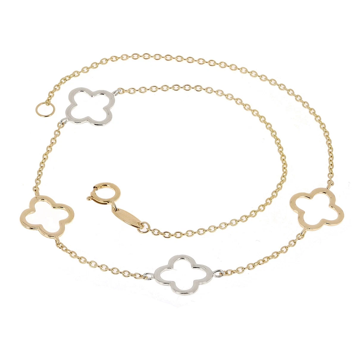 14K Gold Four Leaf Clover Charm Bracelet