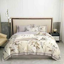 Botanical Leaf Bird Garden Cotton 1000TC Bedding Set with 1Bed Sheet 2Pillowcase