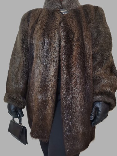 Genuine Beaver Hair Fur Coat Large Richard Kopetski Made in France - Picture 2 of 19
