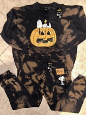 Snoopy Peanuts Sweatshirt Pajama Pants Halloween Great Pumpkin Jogger Fall S-XL
