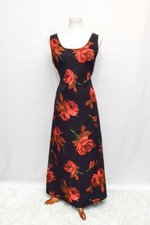 Vintage Connie Choi womens dress black red maxi S++ 90s