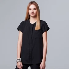 Simply Vera Vera Wang Black Essential Popover Top | Size: Small