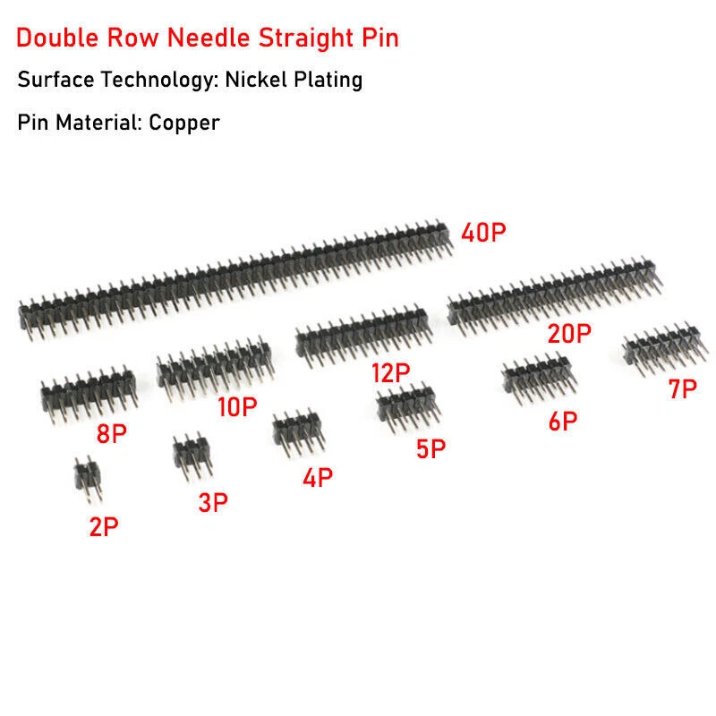 2.54mm Pitch 2*2-2*40 Pins PCB Male Header Pin Connector Double Or Single Row - Image 2 of 4