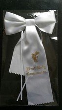 NEW Boys First Holy Communion Boys White Arm Band Arm Bow Sealed Pkg
