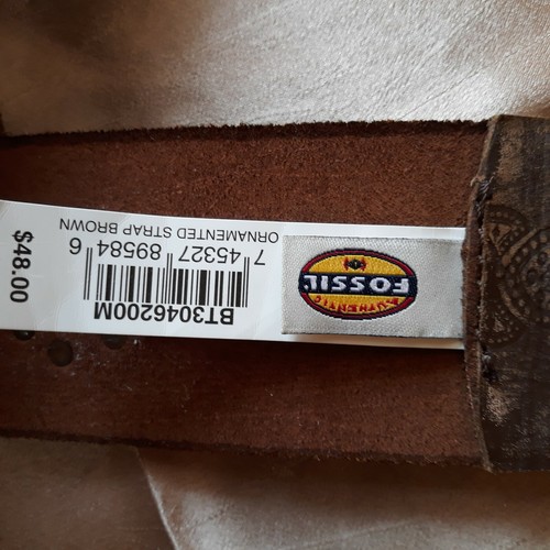 Fossil Women's Ornamented Wide Brown Leather Belt With Gold Tone Studs Sz M - Picture 7 of 11