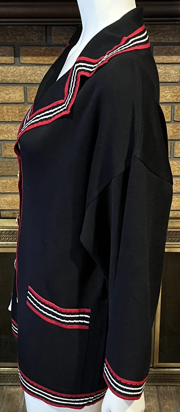Gucci Cardigan Nero Maglione Misto Seta Logo GG Bottone Caban Giacca Nuovo con etichette XS