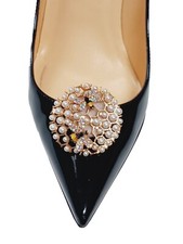 Metal Shoe Clips with Bees, Rhinestones and Beads, Shoe Accessory, Gold