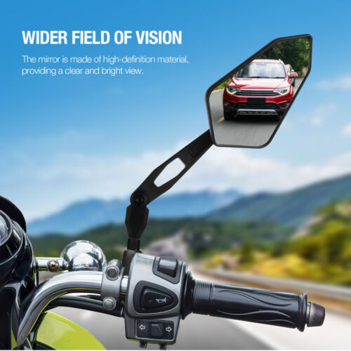 1 Pair Motorcycle Rear View Mirrors Universal Motorcycle Mirrors Adjustable - Picture 9 of 11