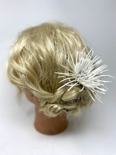 White Flower Hair Clip, Wedding or Prom Hair Accessories - Picture 2 of 3