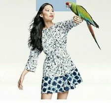 NWT Thakoon for Target Shibori Print Elbow Sleeve Button-Front Mini Shirtdress M