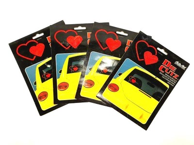 Lot of 4 Chroma Auto Art Die Cut Heart Decals 6x4.25 Car Stickers Red