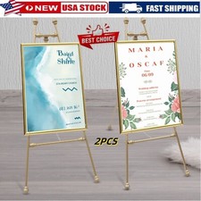 Floor Mount Golden Wedding Easel Stand Wedding Party Easel Stands Set of 2