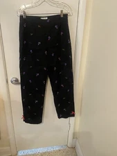 Betu Sport Women Black Pants Embroidered Christmas Presents  Size 6