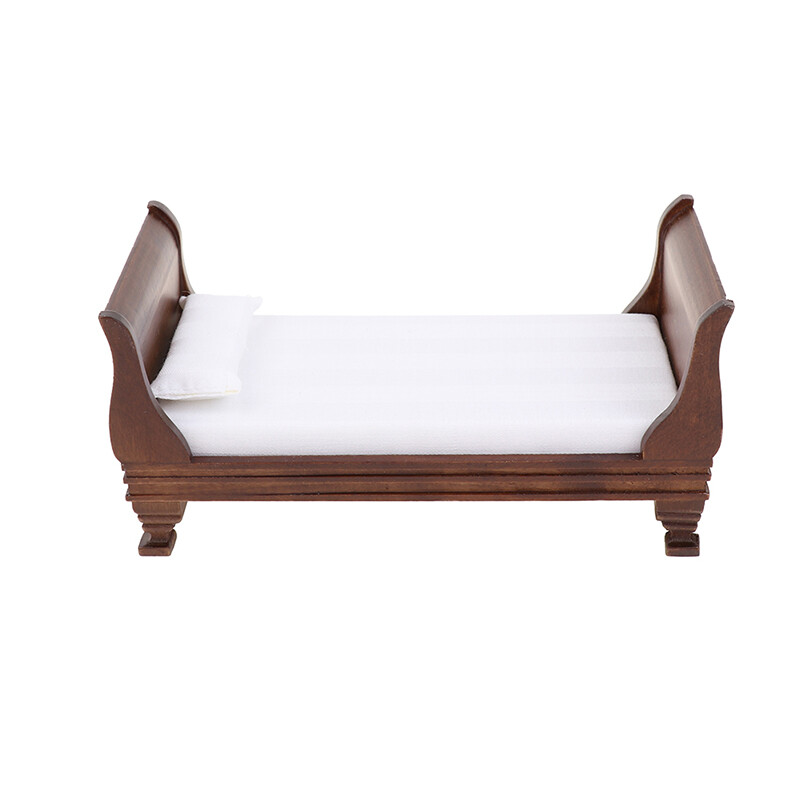 112 Dollhouse Miniature Wooden Furniture Single Bed Doll House