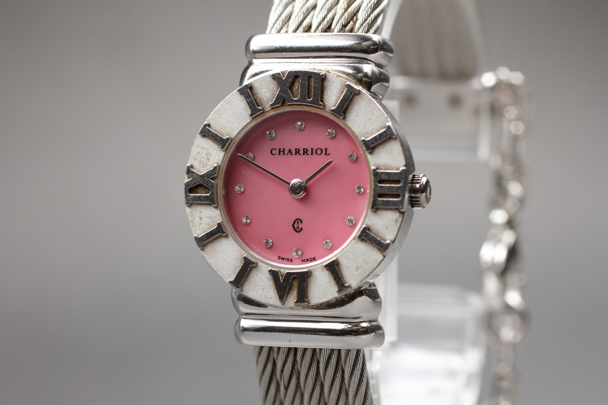 Exc+4] Philippe Charriol Saint-Tropez Pink Shell SV925 QZ Ladies