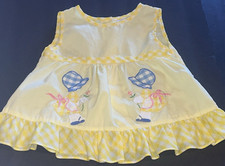 Vintage Little Ones Yellow Embroidered Prairie Girl Summer Sun Pinafore Dress 2T