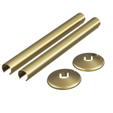 Radiator Pipe Sleeves & Collars 15mm x 200 & 300mm, Metal & PVC Pipe Covers Pair