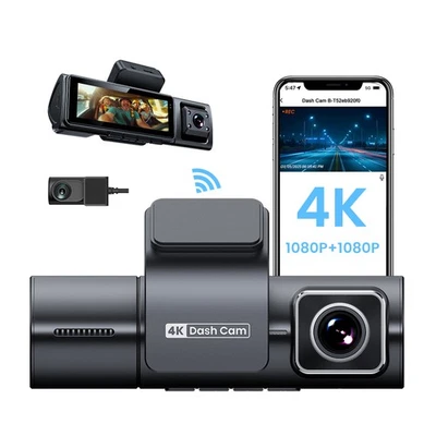 2026 New 3 Channel Dash Cam 4K Car DVR Camera Video Recorder WiFi GPS Tracking