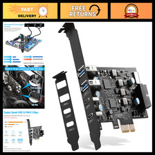 6-Port USB PCIe Expansion Card - 2x Type A, 2x USB C, 20pin Header, Low Profile,