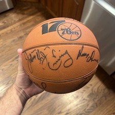 1982-1983 76ers Champions/HOFers Signed Basketball And Julius Erving