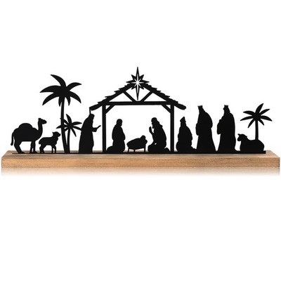 Pinkunn Metal Nativity Sets for Christmas Decorations Black Metal Nativity Scene