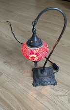 Turkish Moroccan Handmade Swan Neck Mosaic Desk Table Lamp Light Large Globe