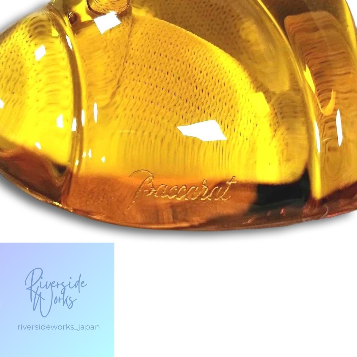 BACCARAT Crystal Heart Top Choker Amber Jewelry JP View 5
