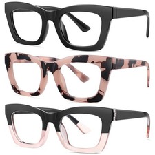 Blue Light Blocking Glasses Women Men Fashion, Anti Eyestrain UV Glare 3 Pack
