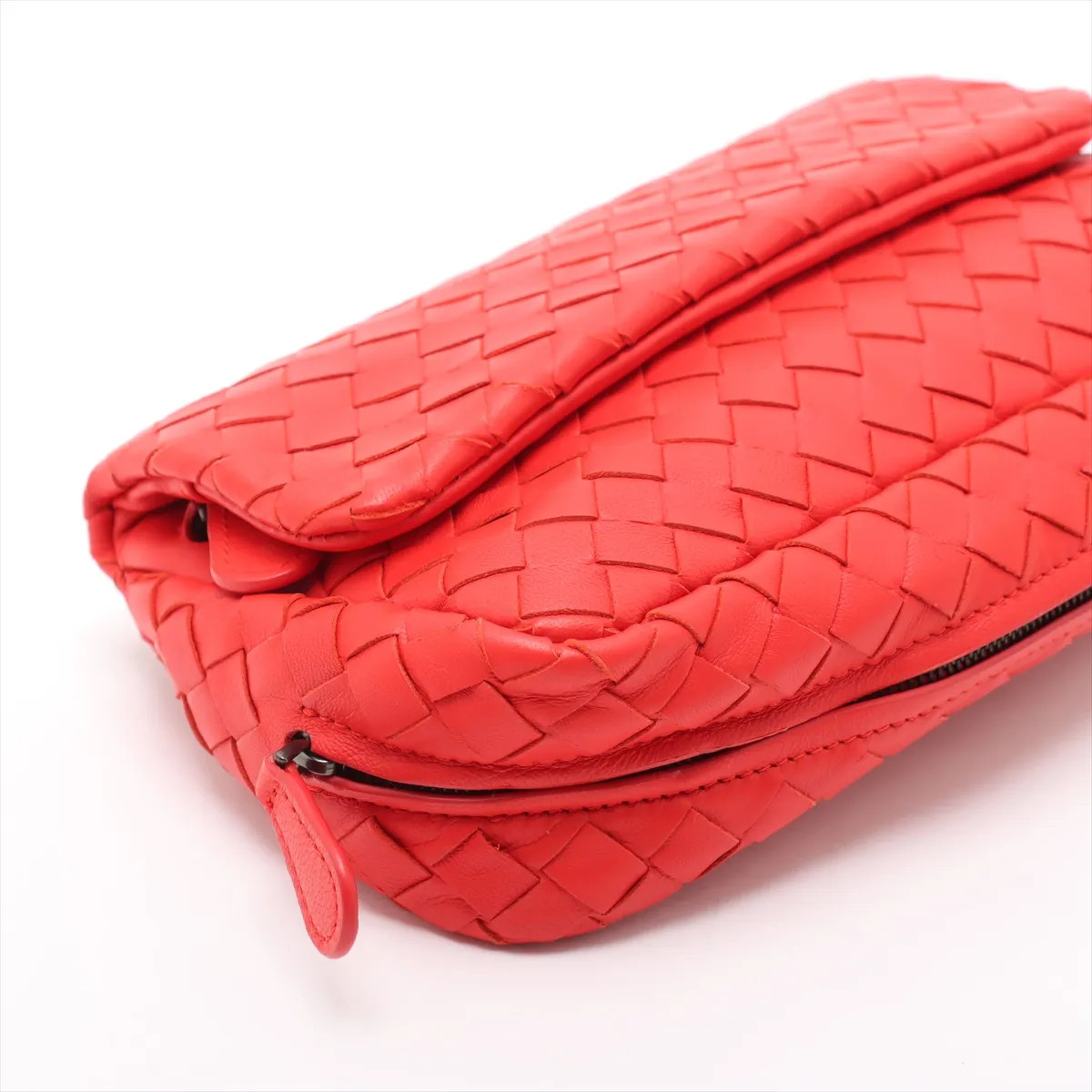 Bottega Veneta Intrecciato Leather Chain Shoulder Bag Red thumbnail 4