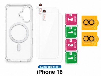 Protective Case 5in1 Kit 2x Tempered Glass 2x Camera Protector for iPhone 16