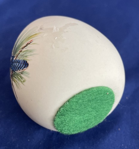 Vintage 1970s hand painted porcelain egg Blue jay design By Albrighton - Picture 3 of 5
