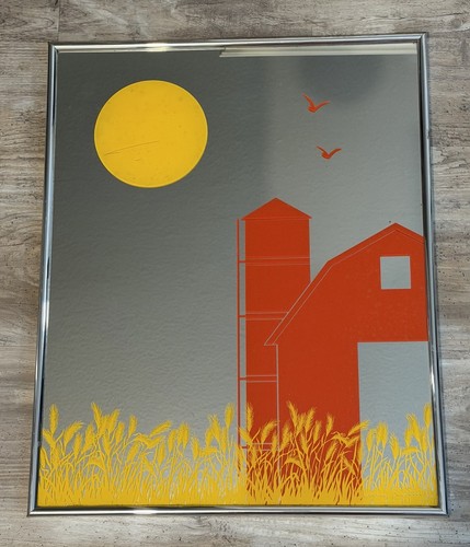 Rare 1970’s Larry Willis Sun Barn Painted Mirror 16”x20” Hamilton of Indiana MCM