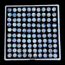 100 Pcs Natural Rainbow Blue Moonstone 6mm Round Loose Cabochon Gemstones Lot